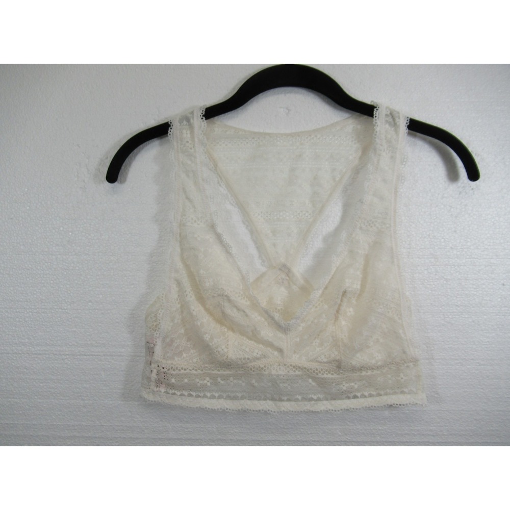 Victoria's Secret Unlined Lace Bralette Bra Large Ivory Wireless Pullover
